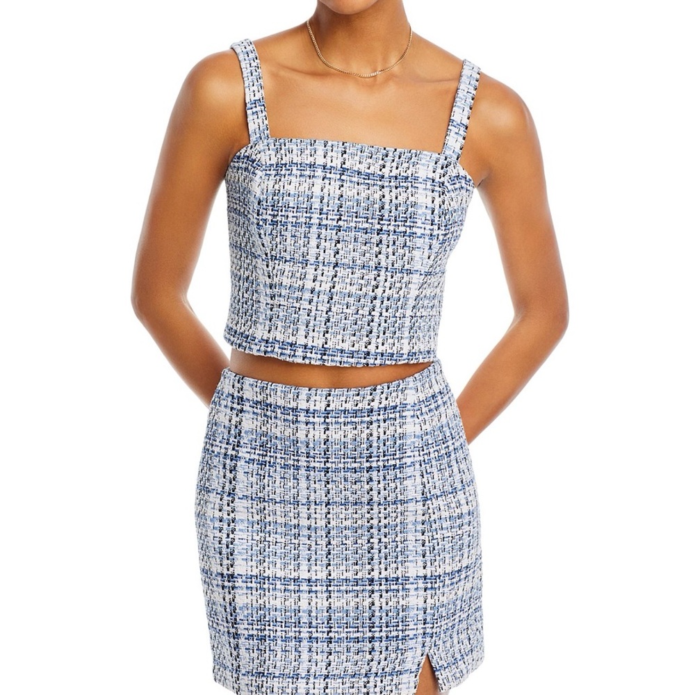 Lucy Paris Blue Plaid Tweed top